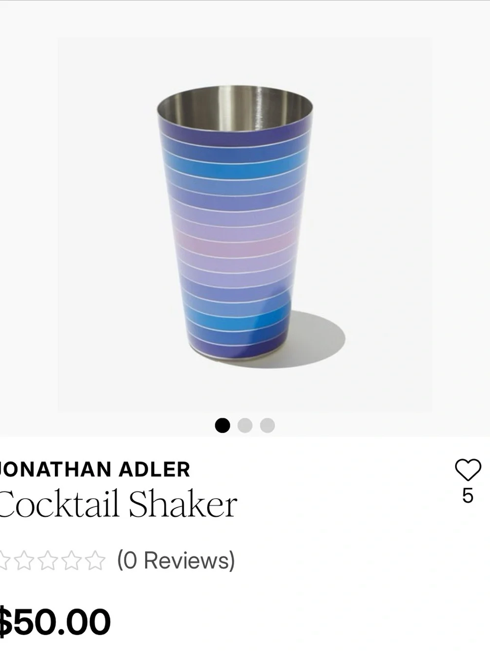 Jonathan Adler Striped Blue and Pink Cocktail Shaker -